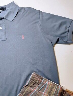Polo Ralph Lauren Made In The USA Short Sleeve Polo Shirt | Large Blue Gray